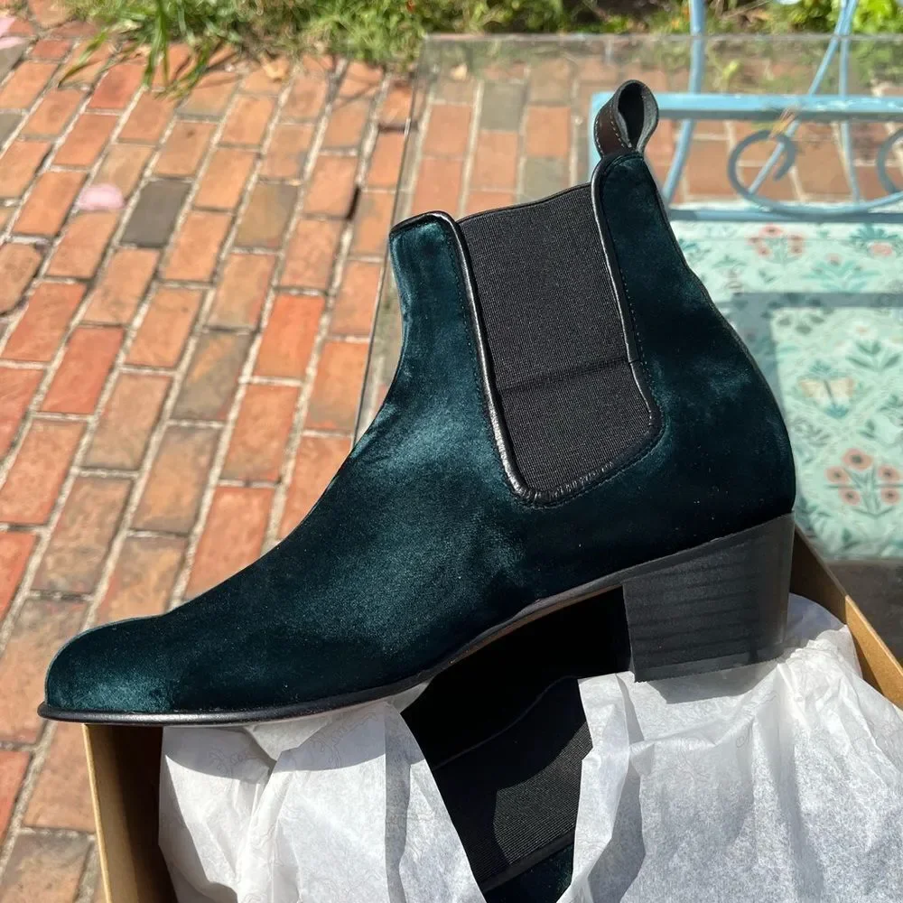 Anthropologie Penelope Chilvers Velvet Chelsea Boots NIB